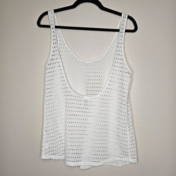 Victoria's Secret Pink Size Small White Eyelet Swim Cover Tank Top - Picture 3 of 4